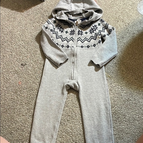 Carter's Other - Carters Fair Isle Hooded Gray Knit Sweater Jumpsuit w/ Pattern - 24M - NWOT